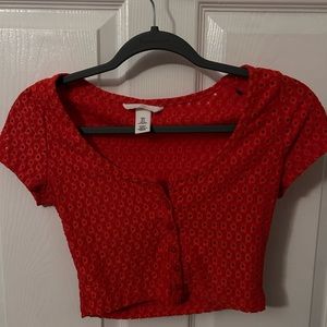 H&M size S orange button up crop top